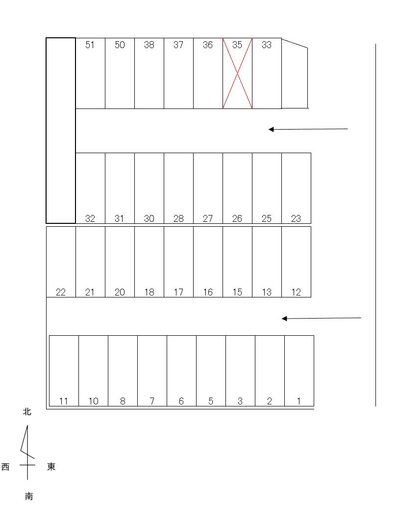 有限会社服部駐車場の駐車配置図