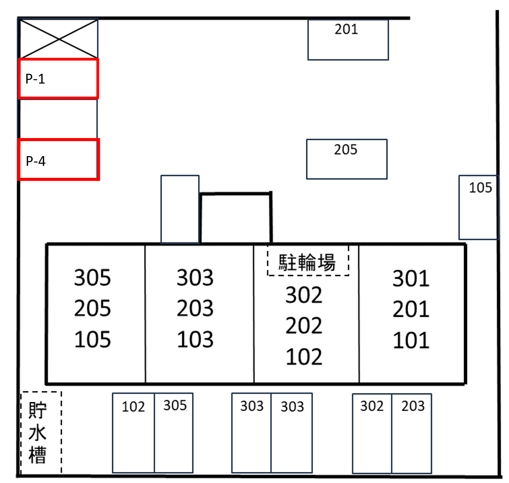 グリーンハイツ駐車場の駐車配置図