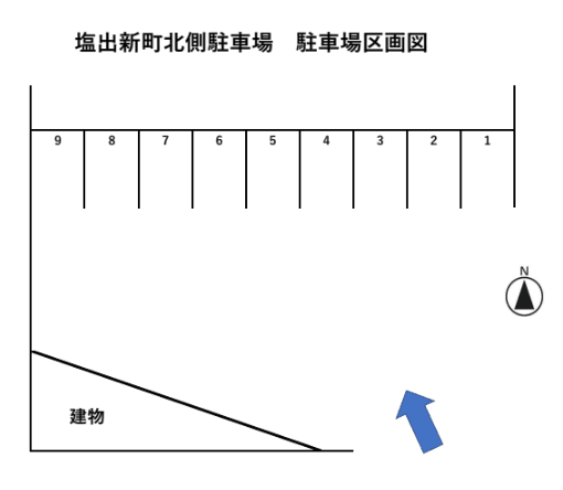 塩出新町北側駐車場の駐車配置図