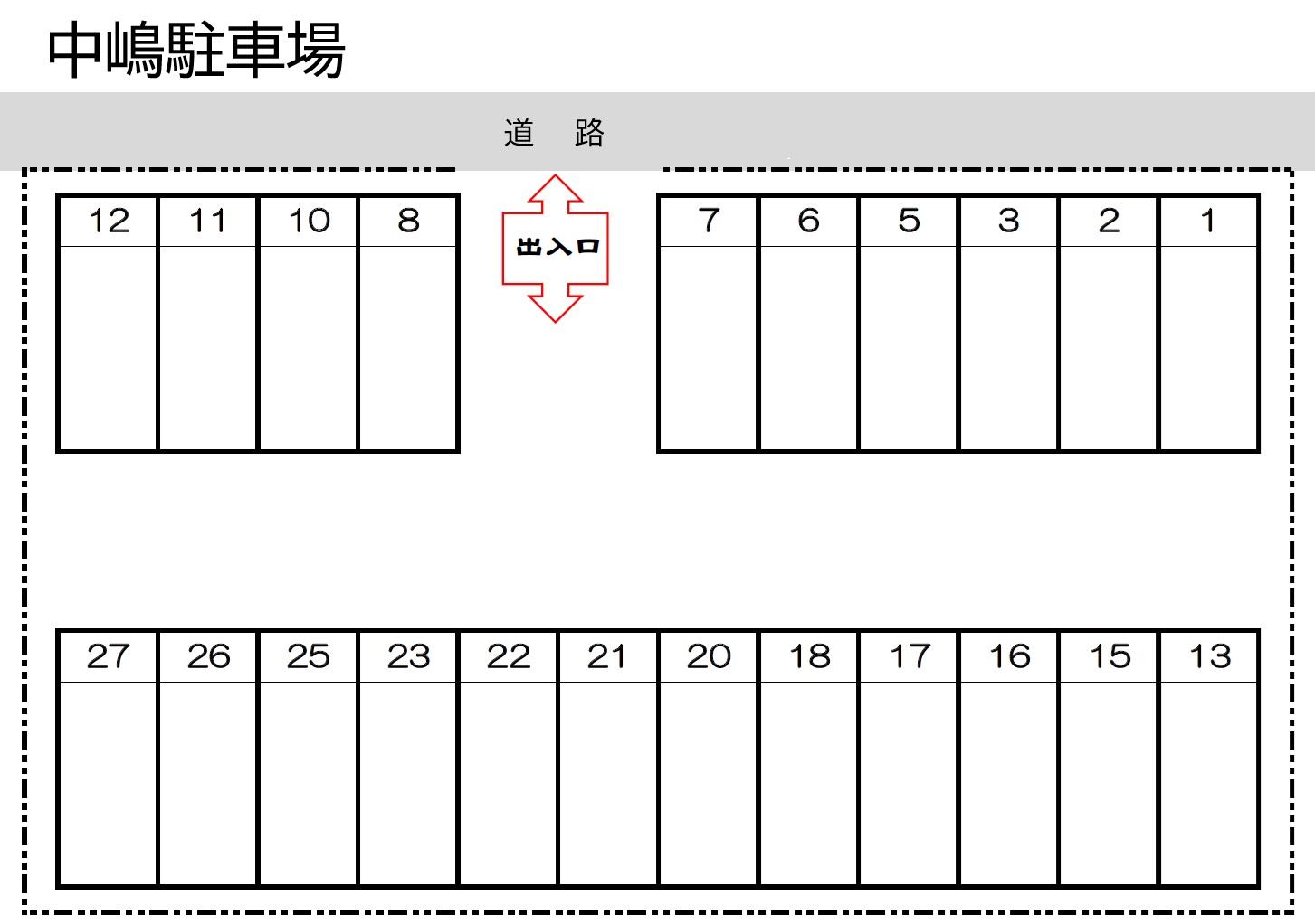 中嶋駐車場の駐車配置図