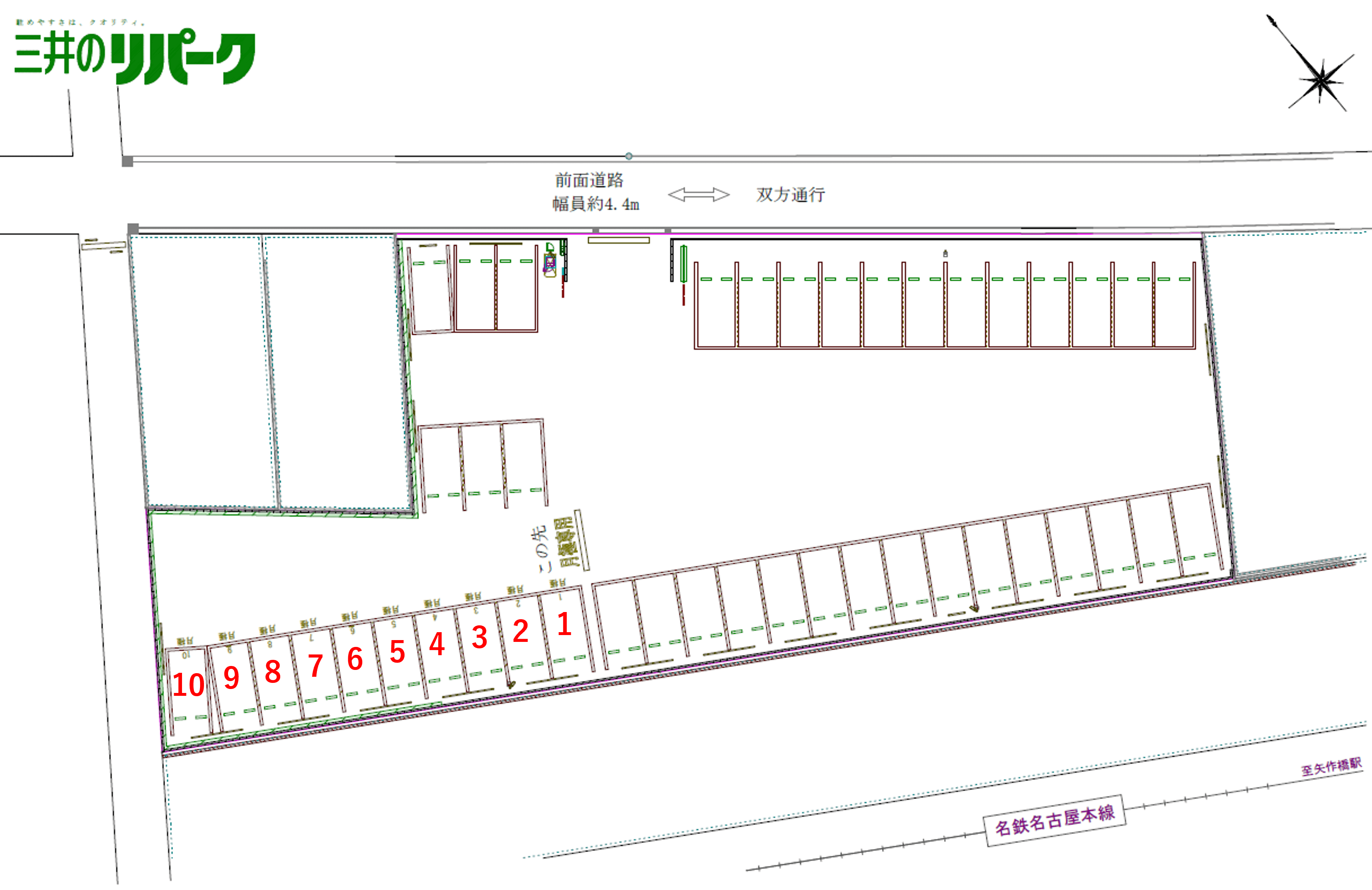 矢作橋駅前の駐車配置図
