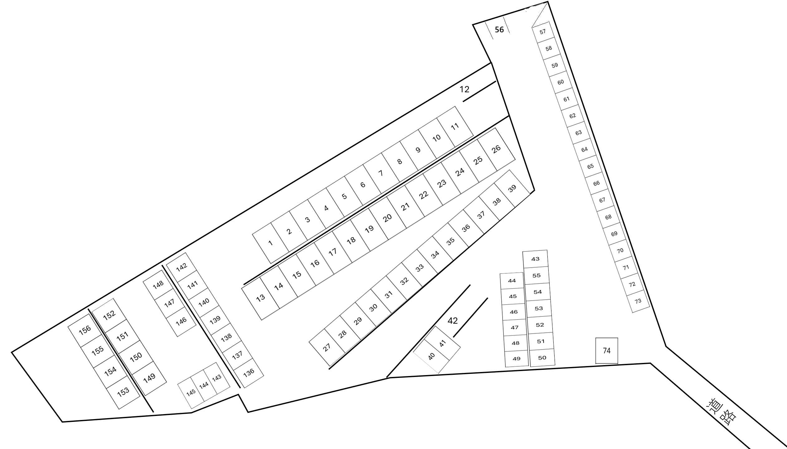 山之一色ゴルフ練習場月極駐車場_右区画の駐車配置図