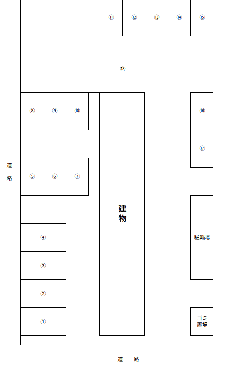 クロノス鶴瀬 駐車場の駐車配置図