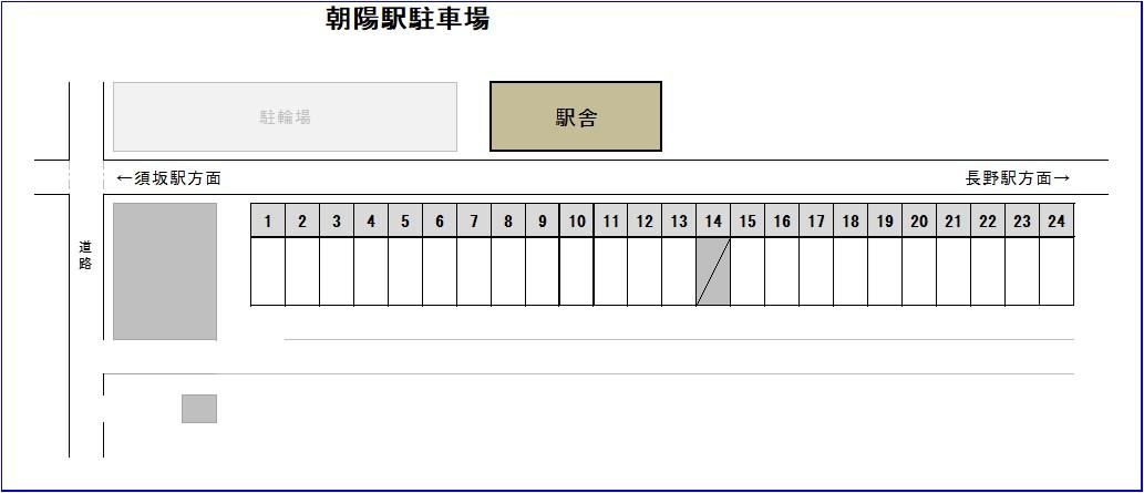 朝陽駅駐車場の駐車配置図