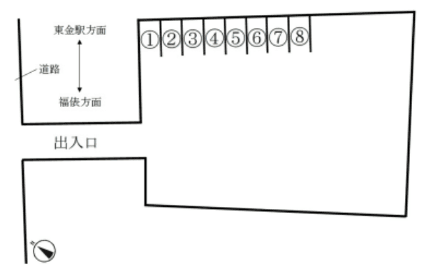千葉県東金市東金582番2駐車場の駐車配置図