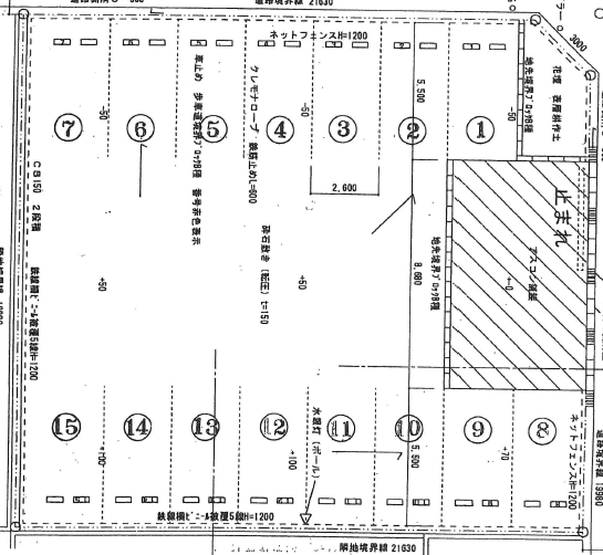 城南第十一駐車場の駐車配置図