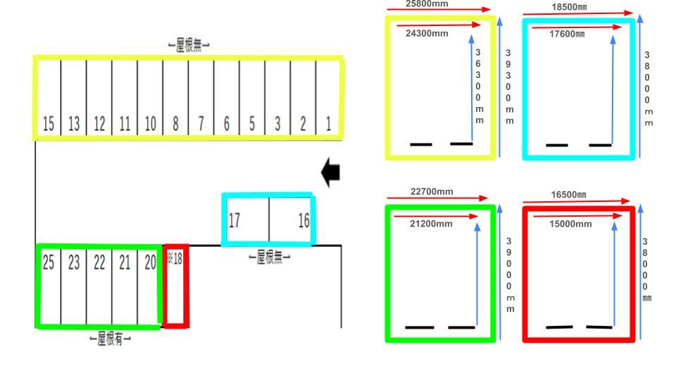 材木町SUN駐車場の駐車配置図