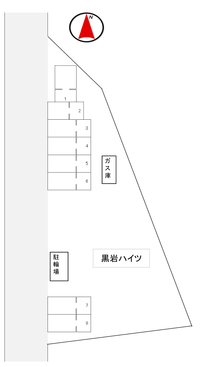 黒岩ハイツ5の駐車配置図