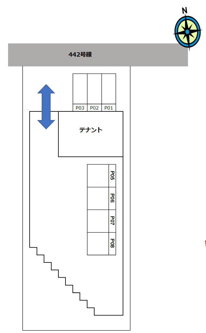 本木室ハイツ(店舗・住居)の駐車配置図