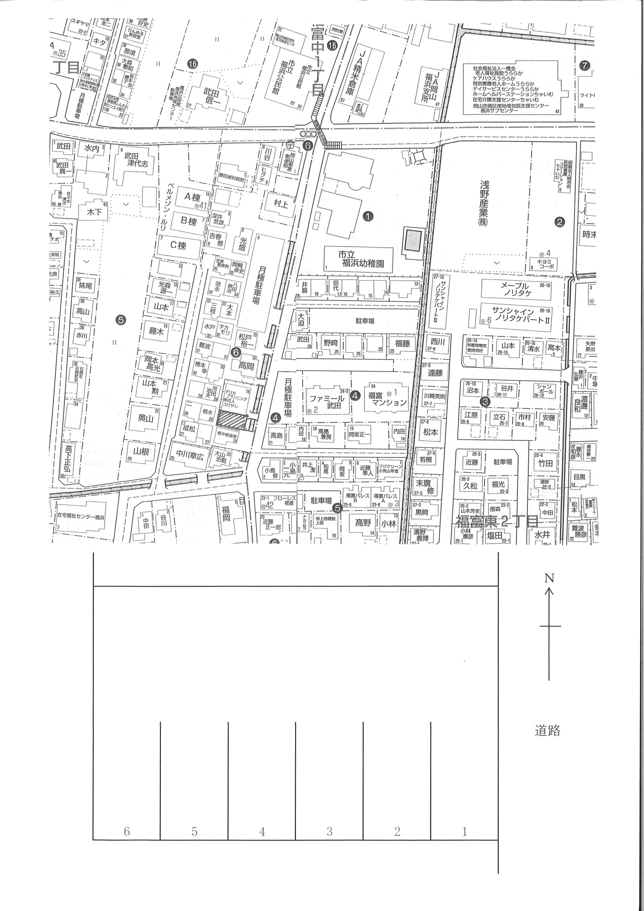 (株)花人駐車場(福富中)の駐車配置図