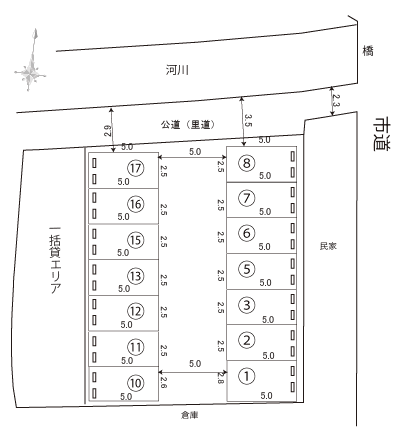 豊川一丁目第2駐車場の駐車配置図