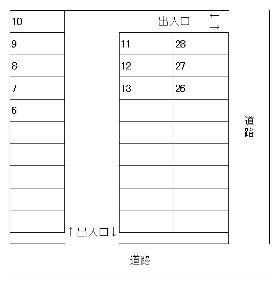 帯山4丁目モータープールⅡの駐車配置図