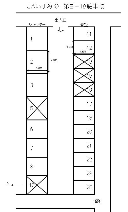 JAいずみの第E-19駐車場の駐車配置図