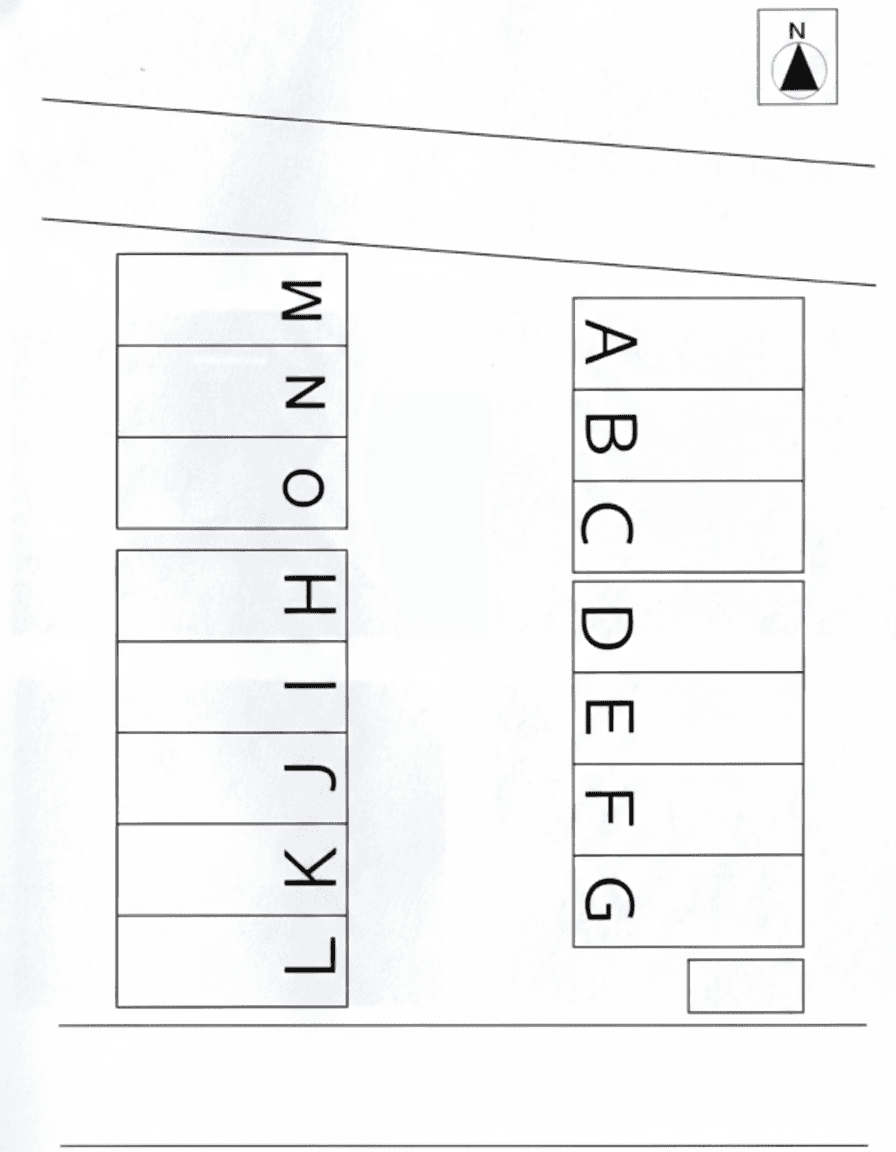 サントガレージ足代北の駐車配置図