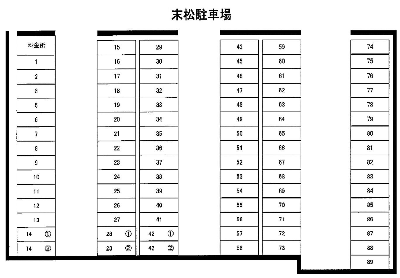 末松駐車場の駐車配置図