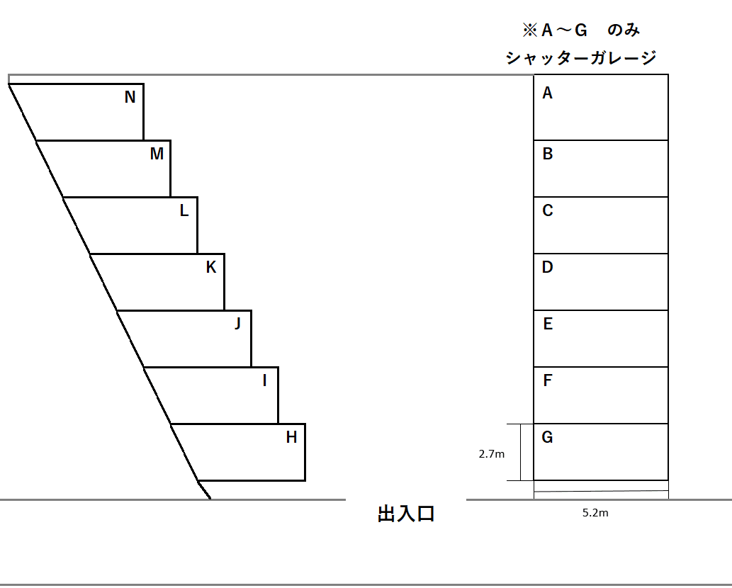 金田【男里第1】駐車場の駐車配置図