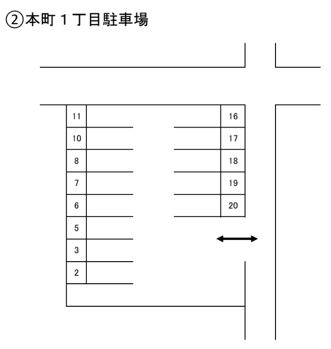 本町1丁目(ホンチョウ)の駐車配置図