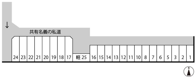 古三津パーキングの駐車配置図