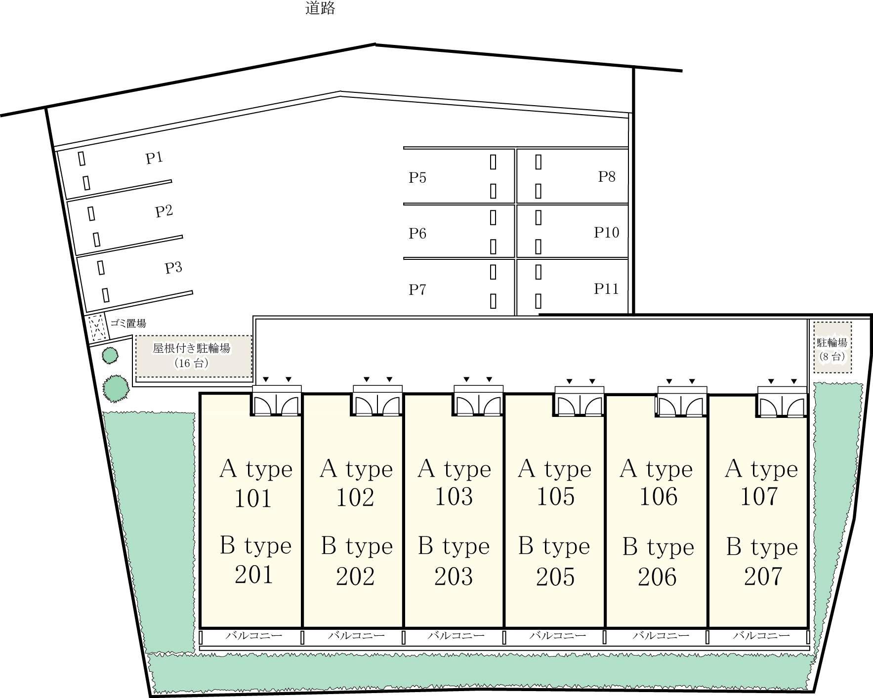 リブリ・府中是政の駐車配置図