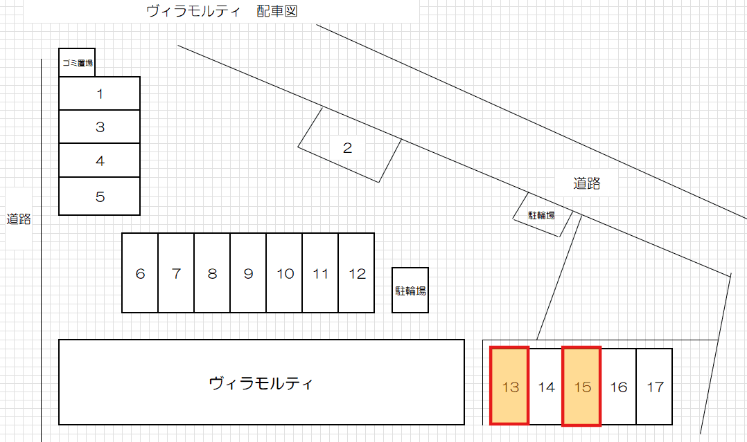 ヴィラモルティの駐車配置図