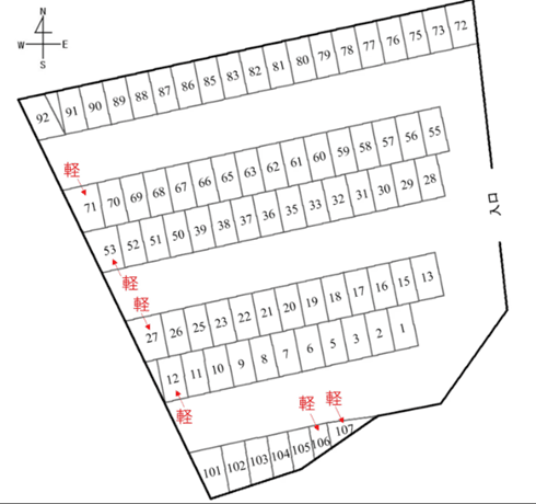 山正駐車場の駐車配置図