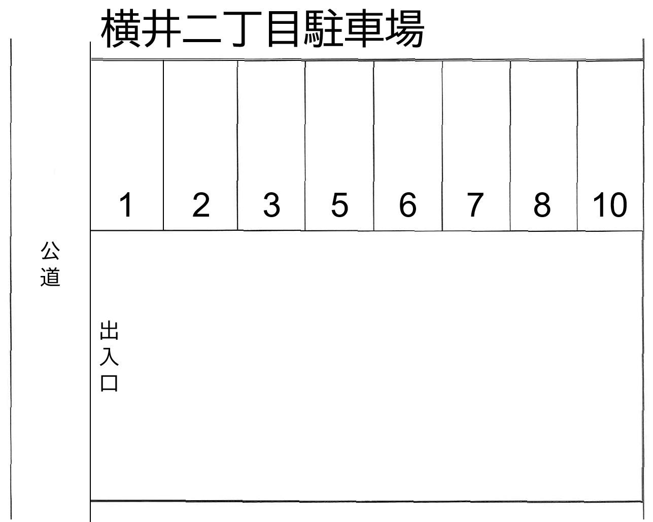 横井二丁目駐車場の駐車配置図