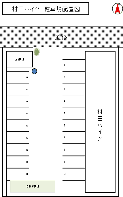 村田ハイツの駐車配置図