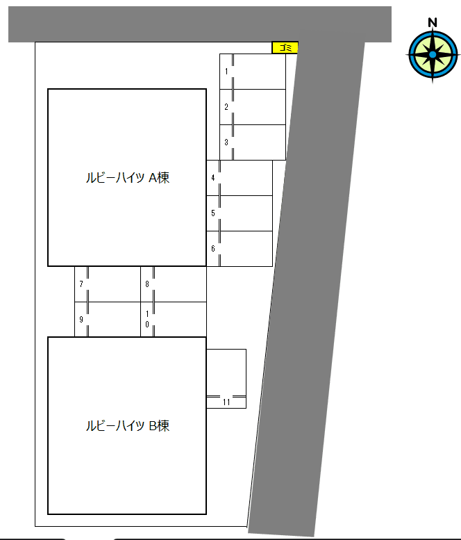 ルビーハイツ 共同駐車場の駐車配置図