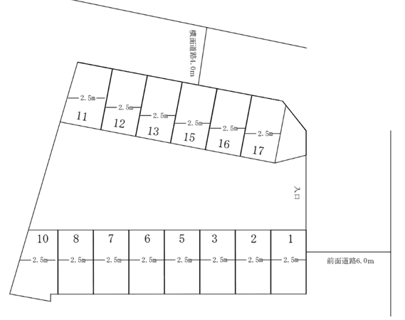 沢田モータープールの駐車配置図