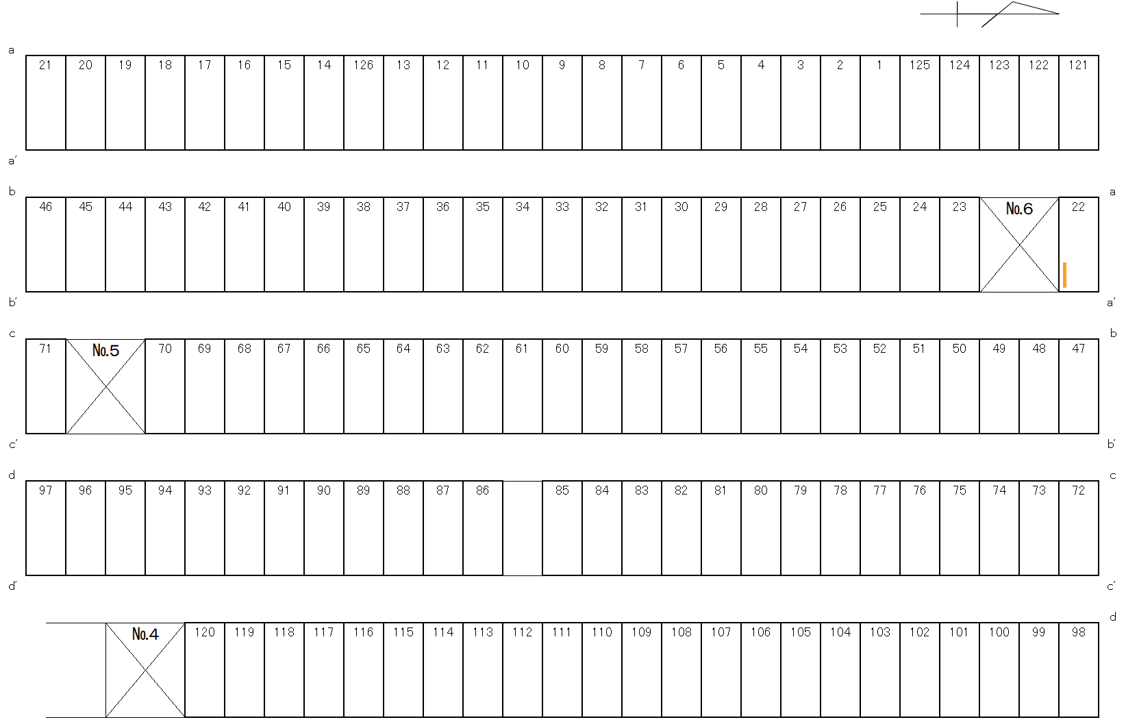 宝生西駐車場の駐車配置図