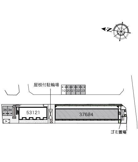 コヅチⅢ(37684) 敷地外駐車場の駐車配置図