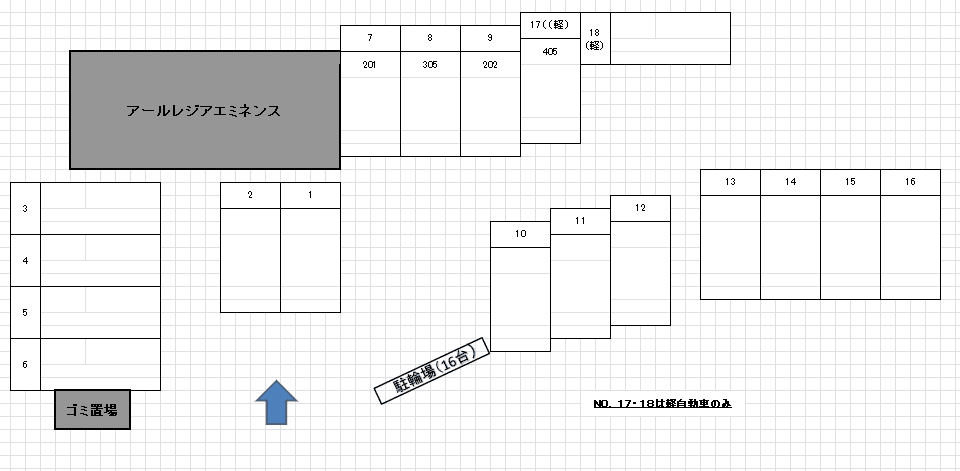アールレジアエミネンスの駐車配置図