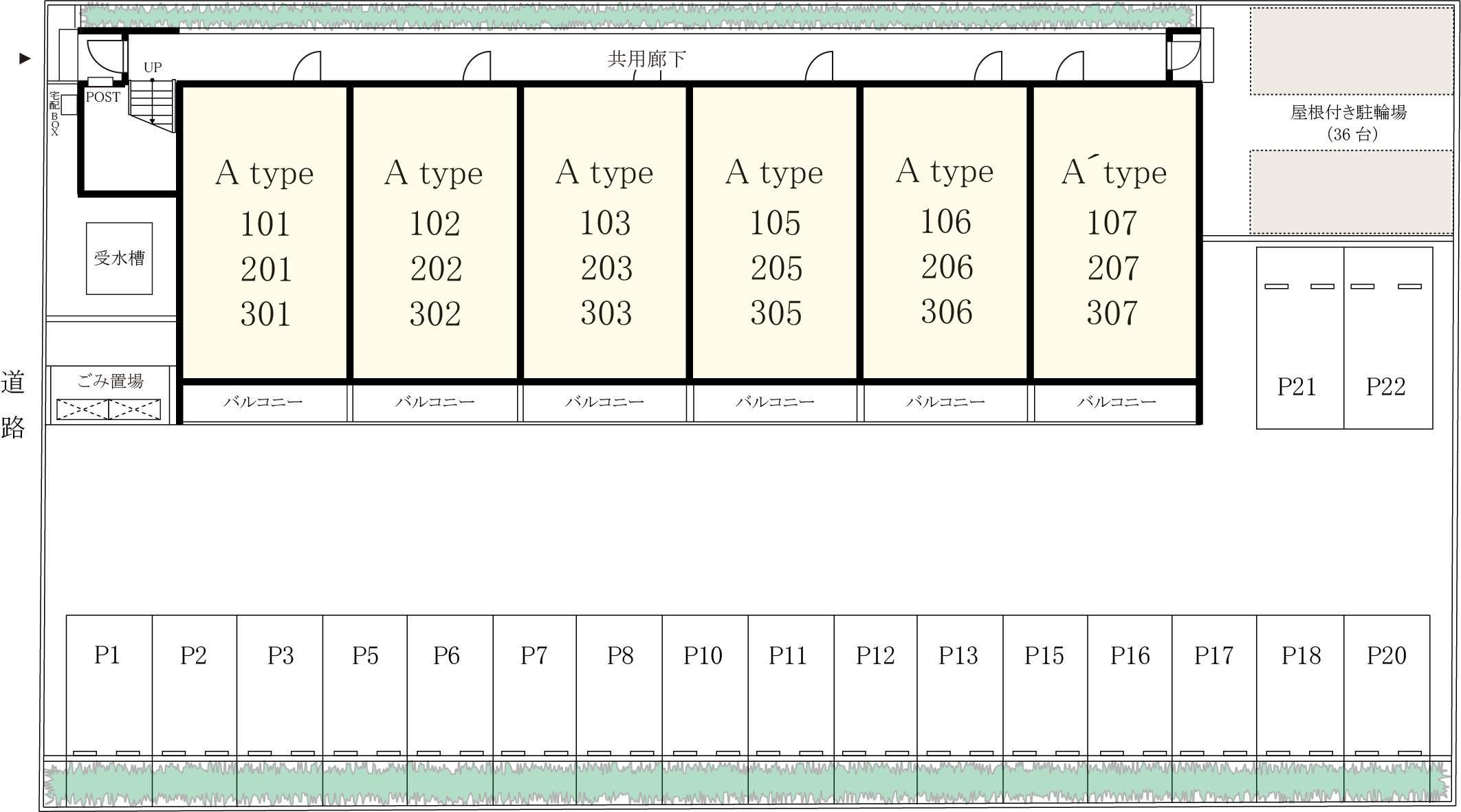 リブリ・ミストラル駐車場の駐車配置図