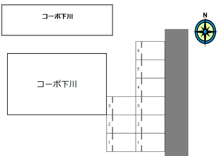 コーポ下川の駐車配置図