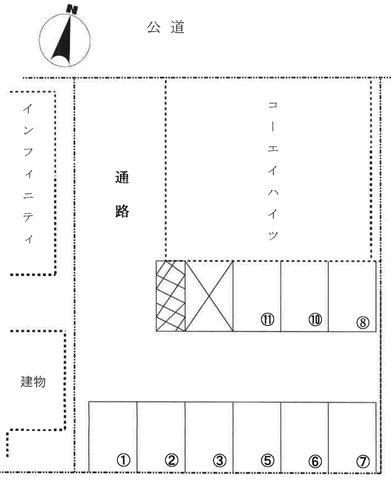インフィニティ駐車場の駐車配置図