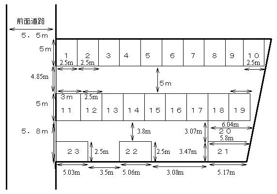 たちばなモータープールの駐車配置図