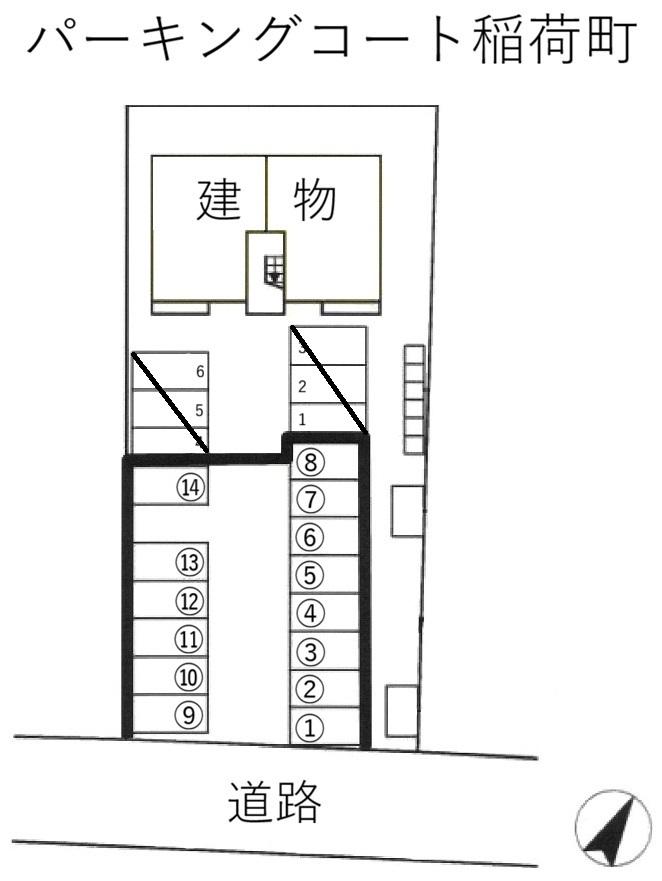 パーキングコート稲荷町の駐車配置図