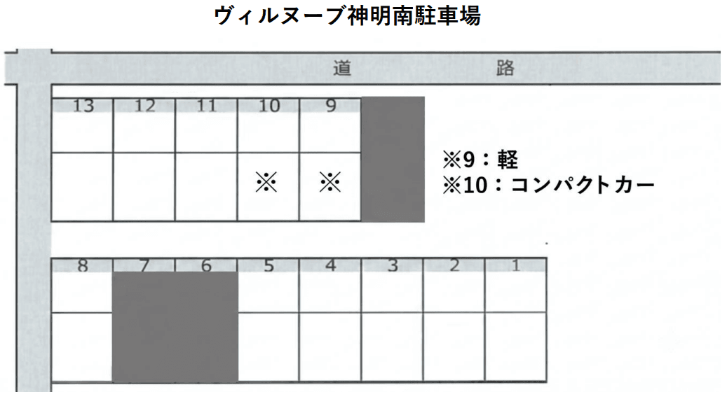 ヴィルヌーブ神明南駐車場の駐車配置図
