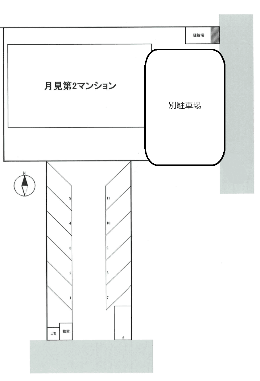 駐車場 月見第2マンション(裏)の駐車配置図