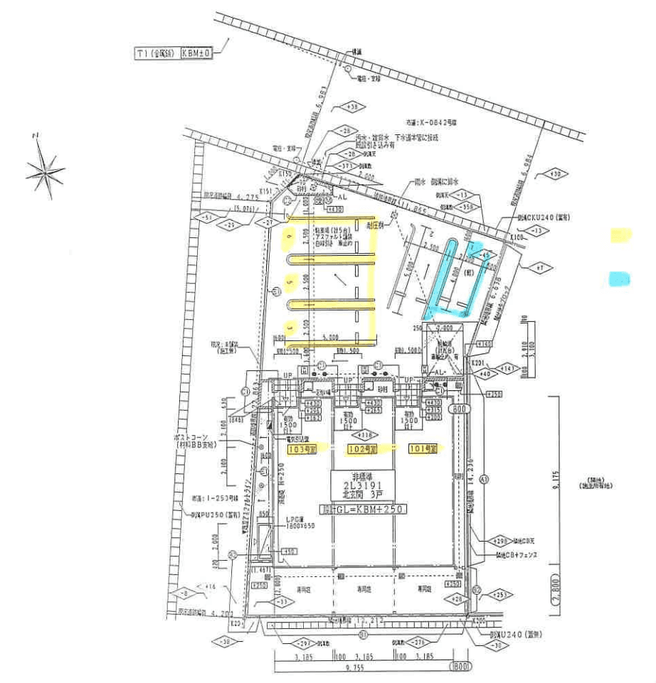 Schloβ観音寺Ⅱの駐車配置図