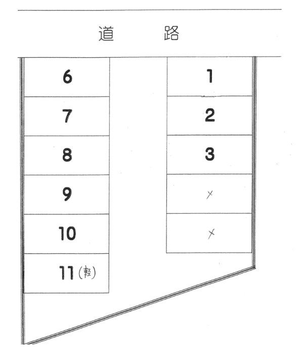 竹山月極駐車場の駐車配置図