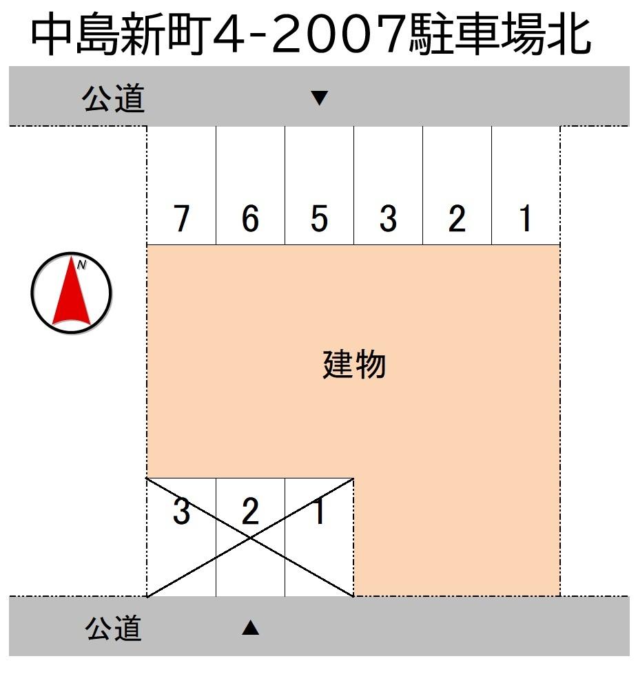中島新町4-2007駐車場北の駐車配置図
