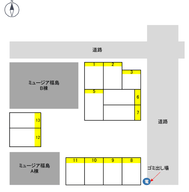 北田月極駐車場の駐車配置図