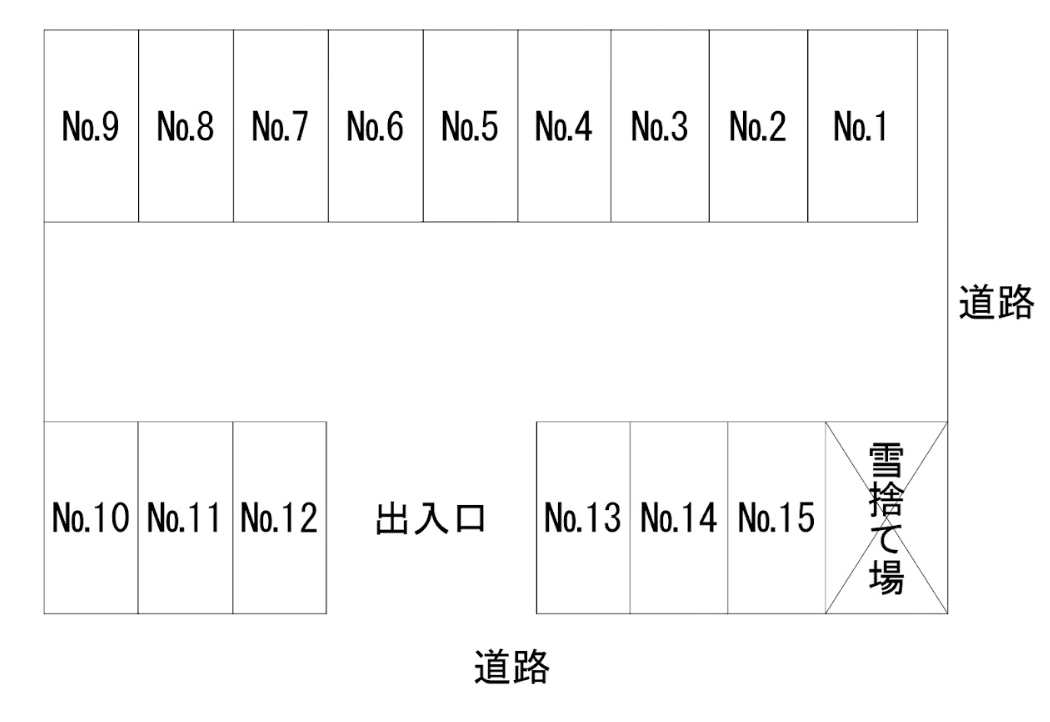 花園湯駐車場の駐車配置図