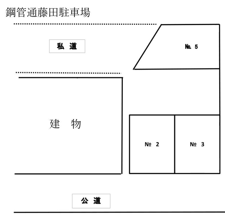 鋼管通藤田駐車場の駐車配置図