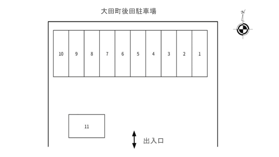 大田町後田駐車場の駐車配置図