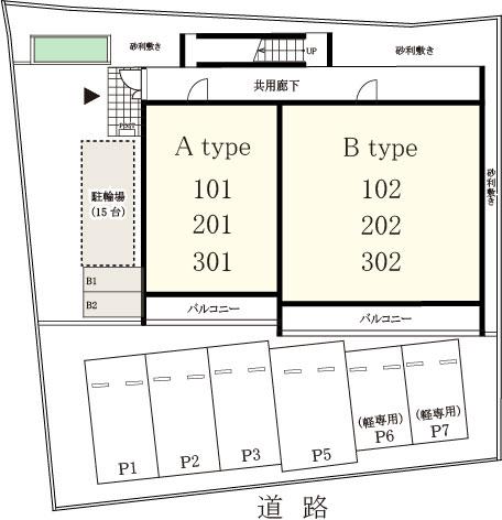 リブリ・セレシア駐車場の駐車配置図