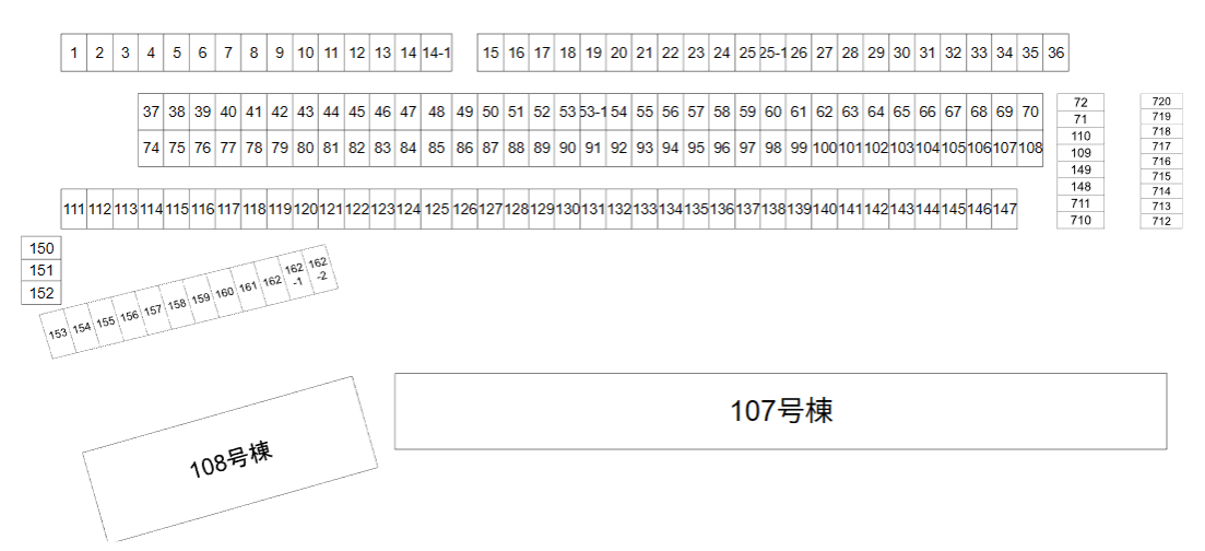 大幸東 平面駐車場の駐車配置図
