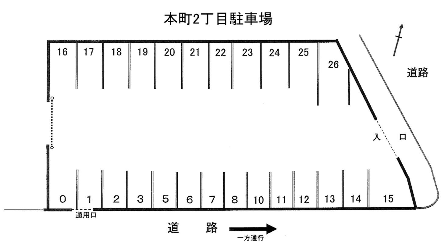 本町2駐車場の駐車配置図