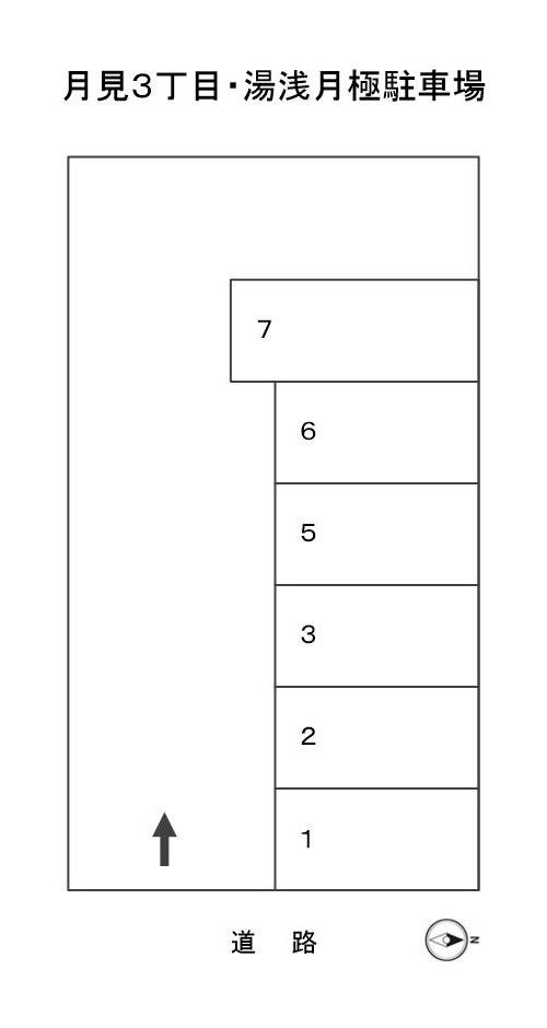 月見3丁目・湯浅月極駐車場の駐車配置図
